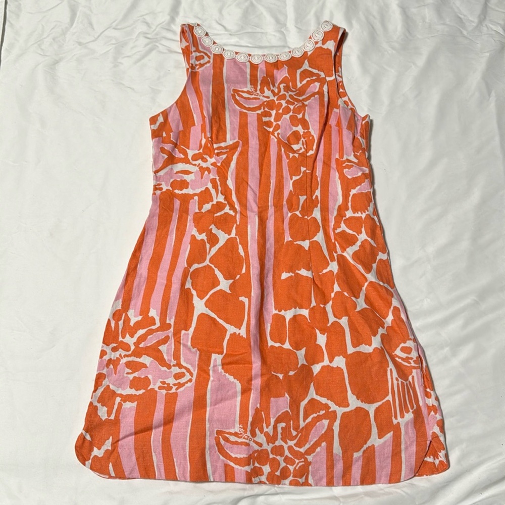 Lilly Pulitzer Orange and Pink Giraffe Print Mini Dress
